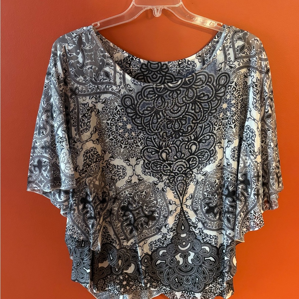 Croft & Barrow Black and White Patterned Blouse